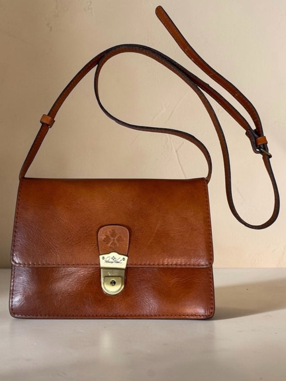 Patricia Nash Lanza Crossbody Organizer Bag in Heritage Tan.